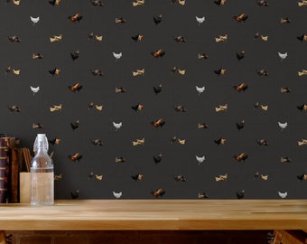 Chicken Wallpaper | Charcoal, Pre-Pasted, Removable Wall Decor