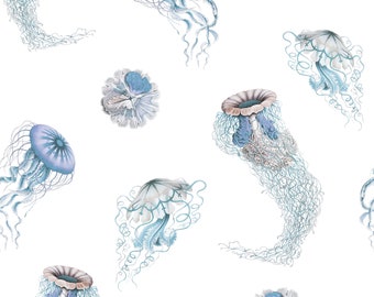 Medusa Qualle Tapete: Glaceblau Abnehmbare Wanddekoration