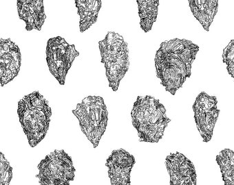 Oysters Wallpaper | Black and White Removable Wall Decor