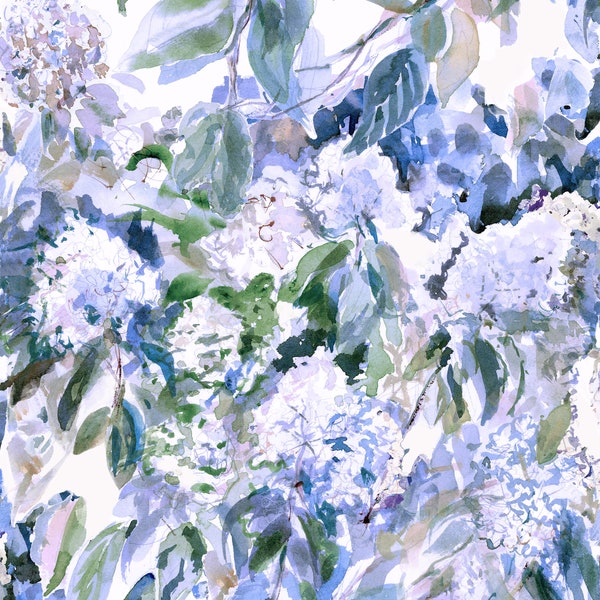 Hydrangea Garden Wallpaper Blue Lace Agate+All Colorways|removable wall decoration|peel and stick|grasscloth|removable wallpaper MADE IN USA