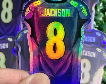 Pegatina holográfica de la camiseta de Lamar Jackson