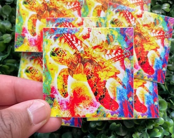 Colorful Sea Turtle Sticker | Ocean Animal Decal | Weatherproof Cute Turtle Sticker
