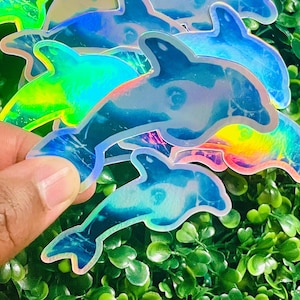 Dolphin Holographic Stickers | Dolphin Sticker | Blue Dolphin | Laptop Sticker | Waterbottle Sticker | Water Resistant