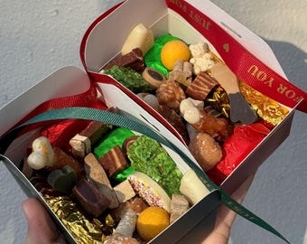 Christmas Dog Treats • Stuffed Festive Pair of Boxes for Pup • Santa Paws Treat Selection