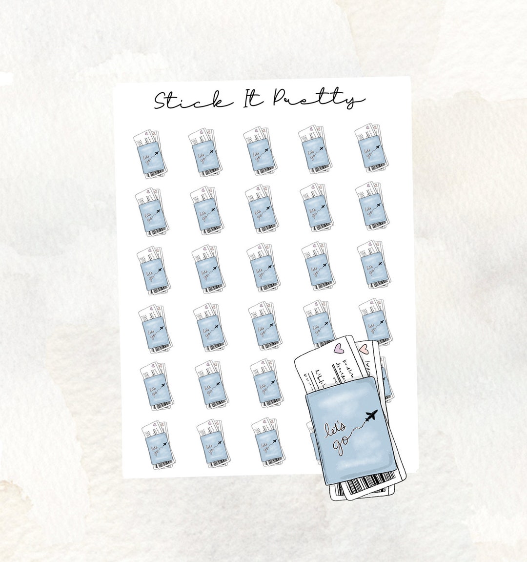 Passport / Travel Ticket Icon Planner Stickers - Etsy