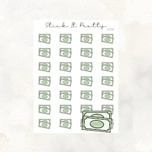 Geld/Cash Doodle Symbol Planner Aufkleber