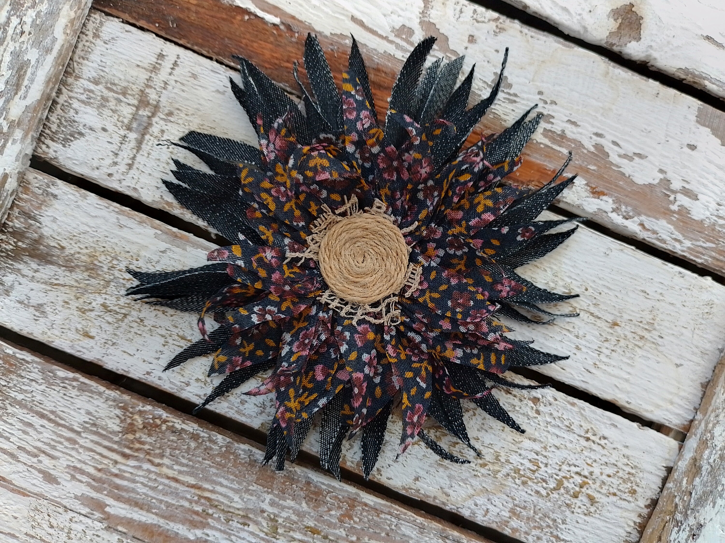 Shabby Shic Denim Flower Pin Rustic Denim Boho  Dress Flower Fabric Flower Pin Denim Wedding