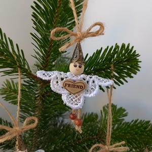 White Lace Angels Handmade Christmas Ornaments Set of 5