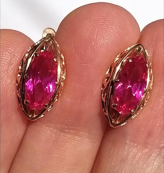 Natural ruby! Vintage gold 583 star Solid gold Ro… - image 1