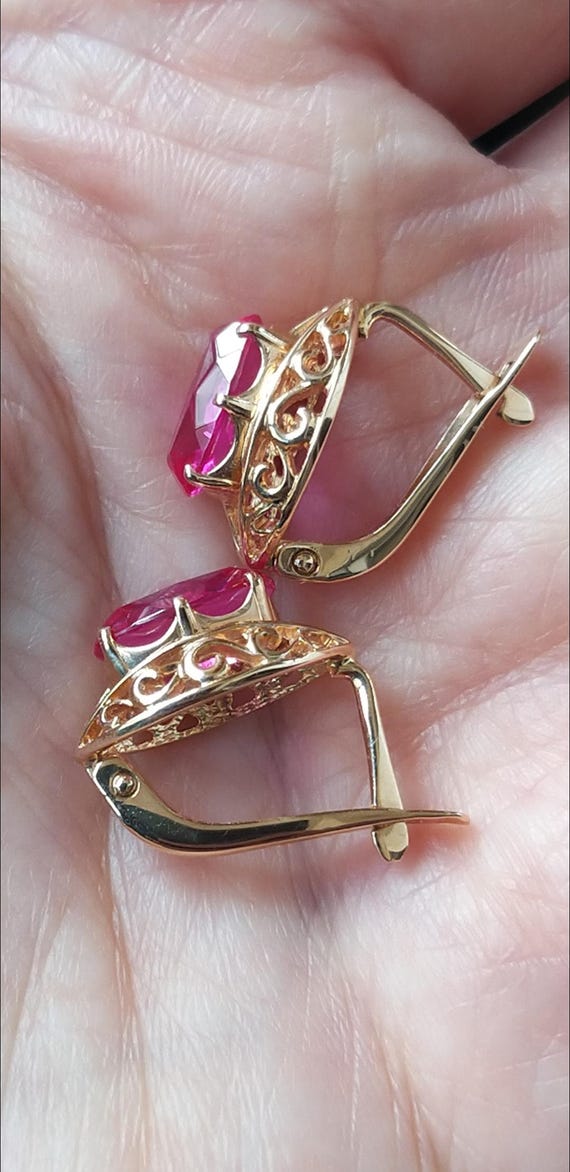 Natural ruby! Vintage gold 583 star Solid gold Ro… - image 6