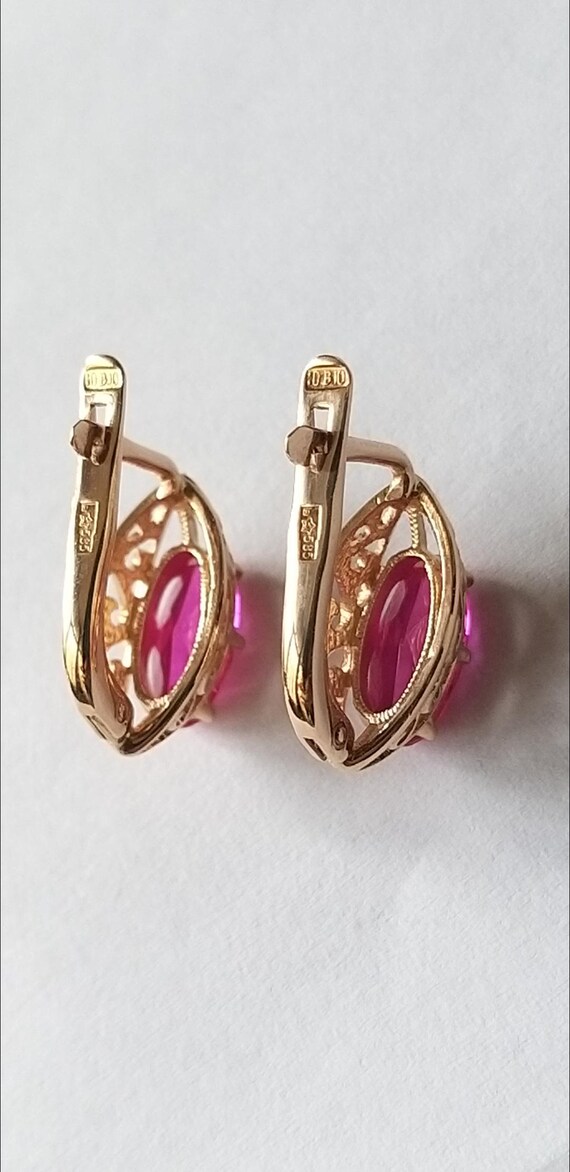 Natural ruby! Vintage gold 583 star Solid gold Ro… - image 7