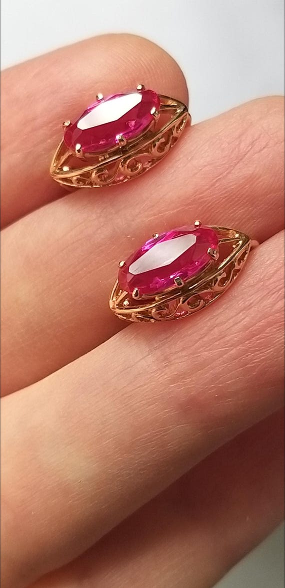 Natural ruby! Vintage gold 583 star Solid gold Ro… - image 8