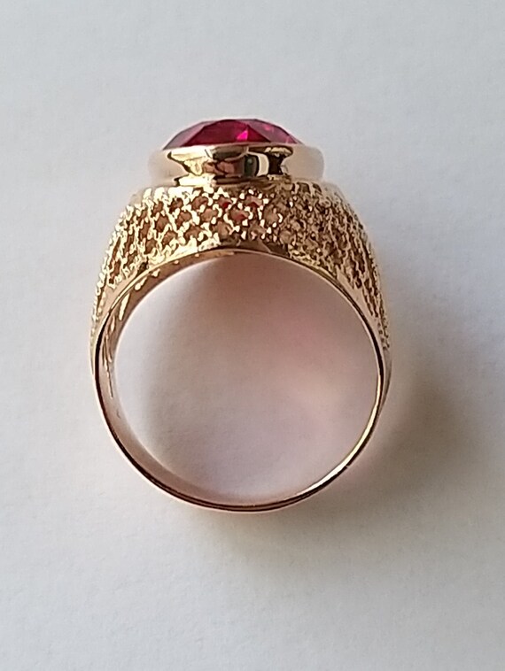 9.45g, Natural ruby 12ct! Vintage solid gold ring… - image 3