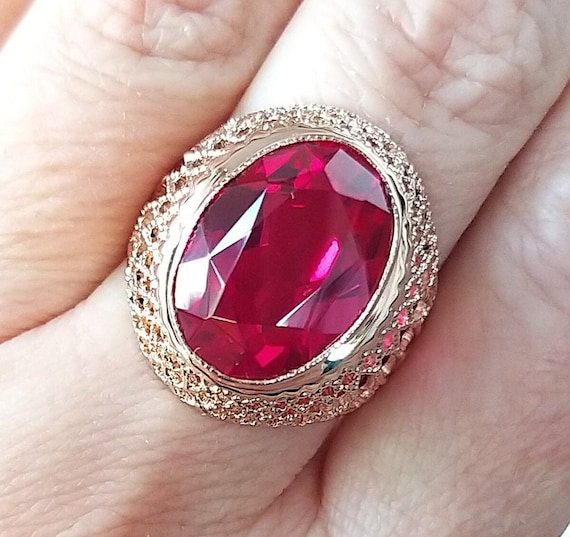 9.45g, Natural ruby 12ct! Vintage solid gold ring… - image 1
