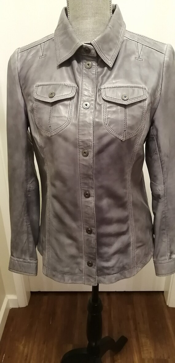 Grey leather woman's jacket size S