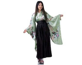 Traditional Japan Woman Geisha Samurai Warrior Kimono Outfit Costume Hanfu Dress Maiko Made of Cotton & Satin