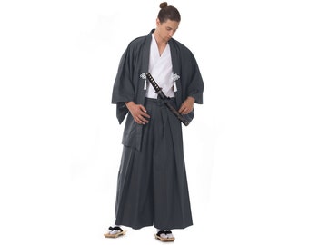 Traditional Japanese Samurai Kimono Set "Ninja" for men > max. 3 pieces = Kendo Gi + Hakama Pants + Haori Kimono Jacket