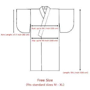 Traditional Japanese Samurai Yukata Kimono Obi Wokou Unisex for Men and Women Vegan Cotton image 10