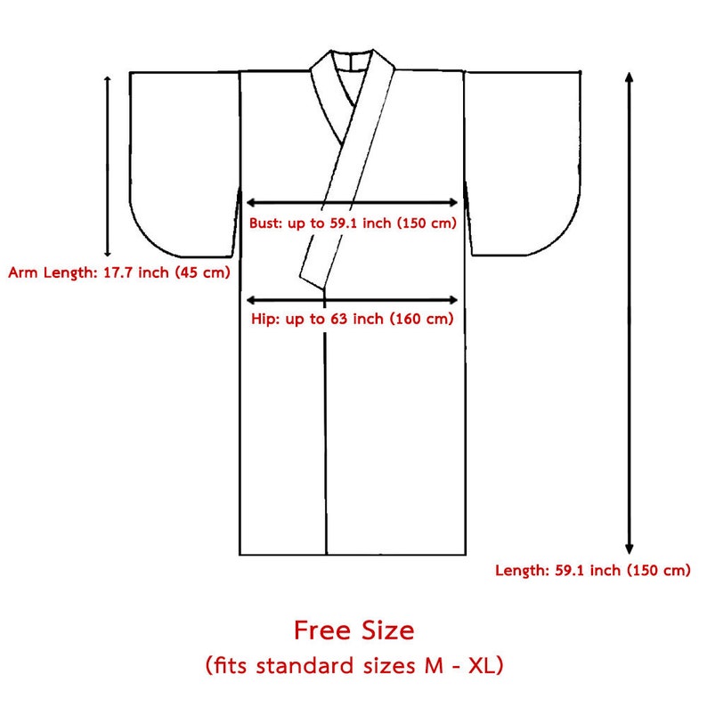 Traditional Japanese Samurai Yukata Kimono Obi Wokou Unisex for Men and Women Vegan Cotton image 10