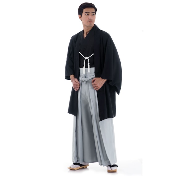 Conjunto de kimono tradicional japonés samurái para hombre Hatamoto en  total 3 piezas chaqueta Yukata Haori kimono Kendo Gi pantalones Hakama  Samurai -  México