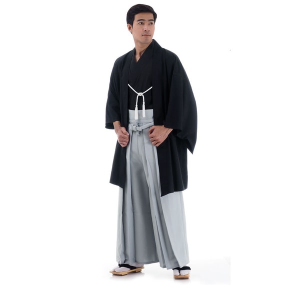 Traditional Japanese Samurai Kimono Set hatamoto for Men 3 Pieces Kendo Gi  Budo Hakama Pants Yukata Haori Jacket 