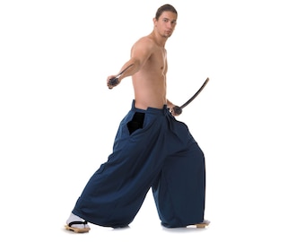 Traditional Japanese Hakama Pants Kendo Budo Samurai Kimono Style Skirt for Men and Woman Cotton