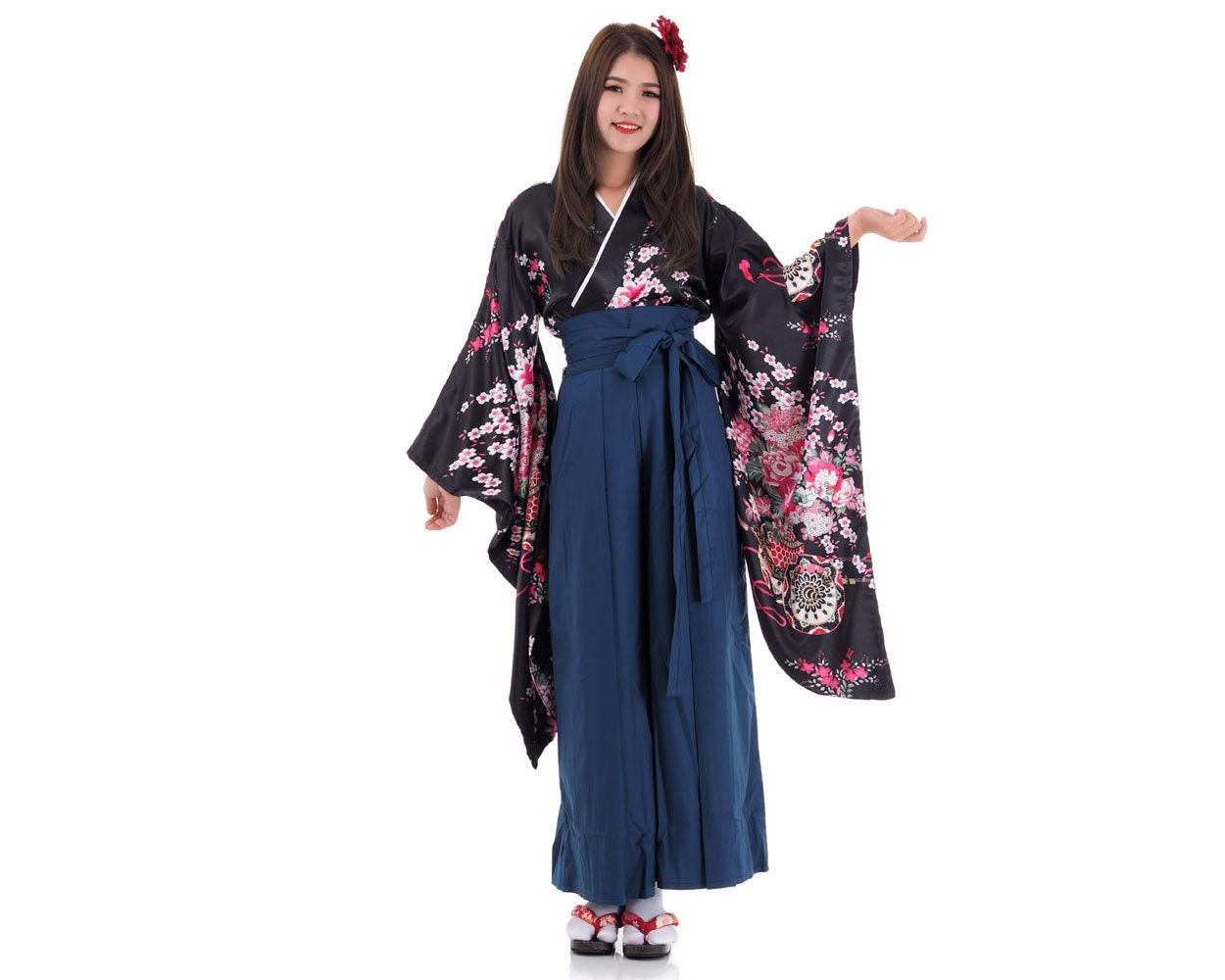 Conjunto de kimono tradicional japonés samurái para hombre Hatamoto en  total 3 piezas chaqueta Yukata Haori kimono Kendo Gi pantalones Hakama  Samurai -  España