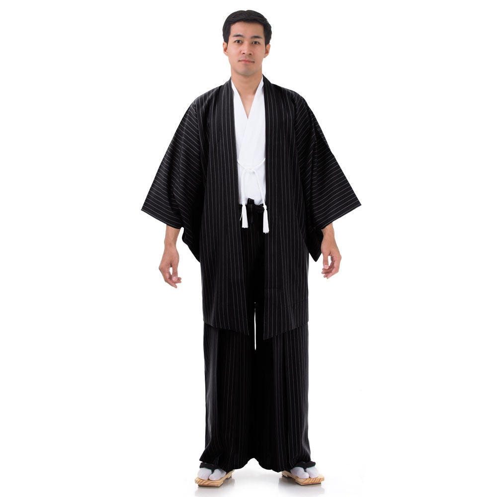 Traditional Japanese Samurai Kimono Set hatamoto for Men 3 Pieces Kendo Gi  Budo Hakama Pants Yukata Haori Jacket 