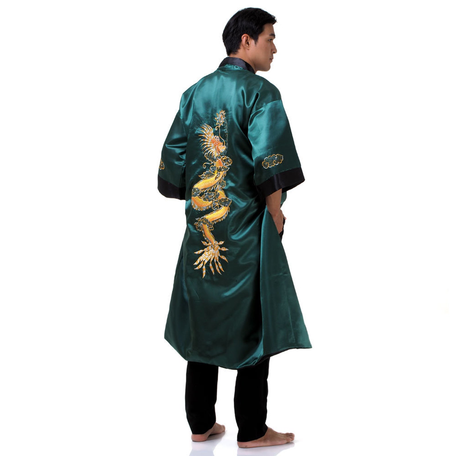 Embroidered Vintage Dragon Samurai Reversible Kimono Robe Etsy