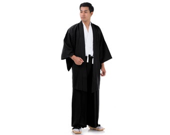 Ensemble kimono de samouraï traditionnel japonais "Bushido" pour homme > maximum 3 pièces = veste Yukata Haori + Kendo Gi + pantalon Budo Hakama Samurai