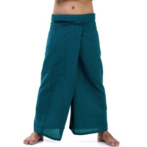 Vegan thai fisherman pants traditional wrap pants unisex for women and men with pinestripes pattern