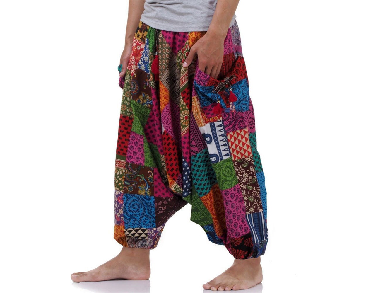 Vegan Harem Pants Thai Patchwork Aladdin Pants Bloomers Sirwal - Etsy
