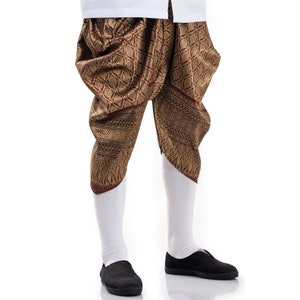 Tenue de mariage traditionnelle thaïlandaise pour hommes, costume Lao Khmer Loi Krathong maximum 2 pièces sarouel Chong Kraben chemise Sabei 1 pcs = Harem Pants