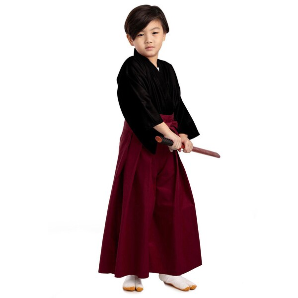 Ensemble kimono traditionnel japonais Yukata Samurai pour enfants, costume de cosplay Taka pour garçons et filles, chemise Kendo Gi + pantalon Hakama en coton