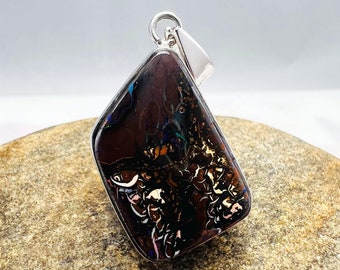 Silver Boulder Opal Pendant - Australia