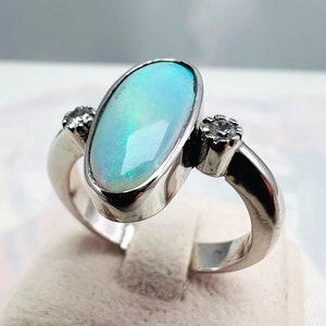 Australia Andamooka Crystal Opal Ring - 999 silver