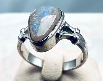 Lightning Ridge Australian Crystal Opal Ring - 999 Silver