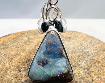 Silver Boulder Opal Pendant - Australia