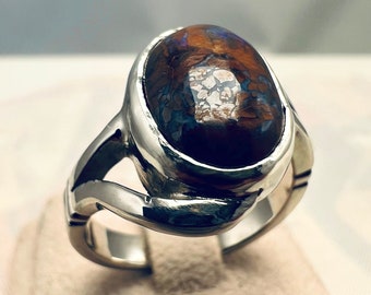 Australian Boulder Opal Ring - 999 silver