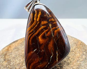 Silver Boulder Opal Pendant - Australia