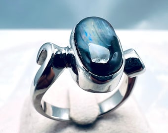Australian Boulder Opal Ring - 999 silver