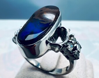 Australian Boulder Opal Ring - 999 silver