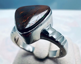 Bague Opale Boulder Australie - argent 999