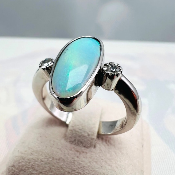 Bague Opale Cristal Andamooka Australie argent 999 Etsy France