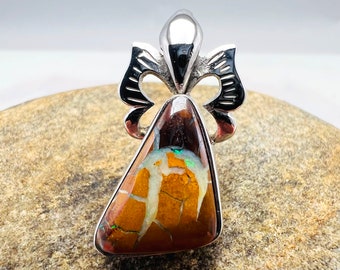 Silver Boulder Opal Pendant - Australia