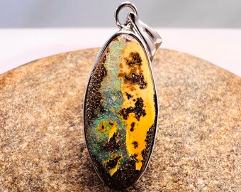 Silver Boulder Opal Pendant - Australia