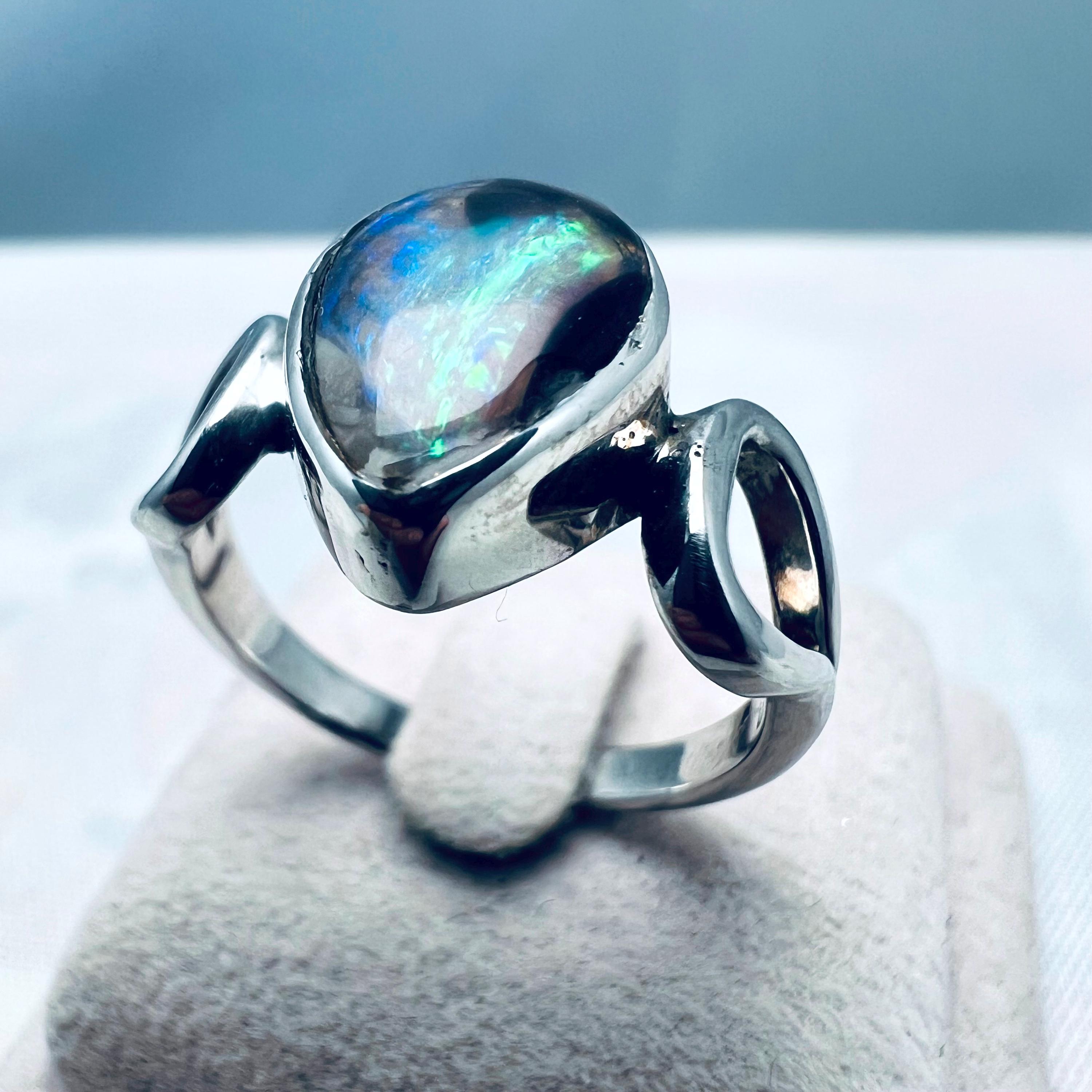 クーバーピディ オパール シルバーリング クーバーペディ オーストラリア クリスタルオパールリング - シルバー