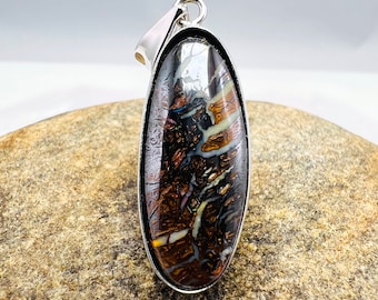Silver Boulder Opal Pendant - Australia