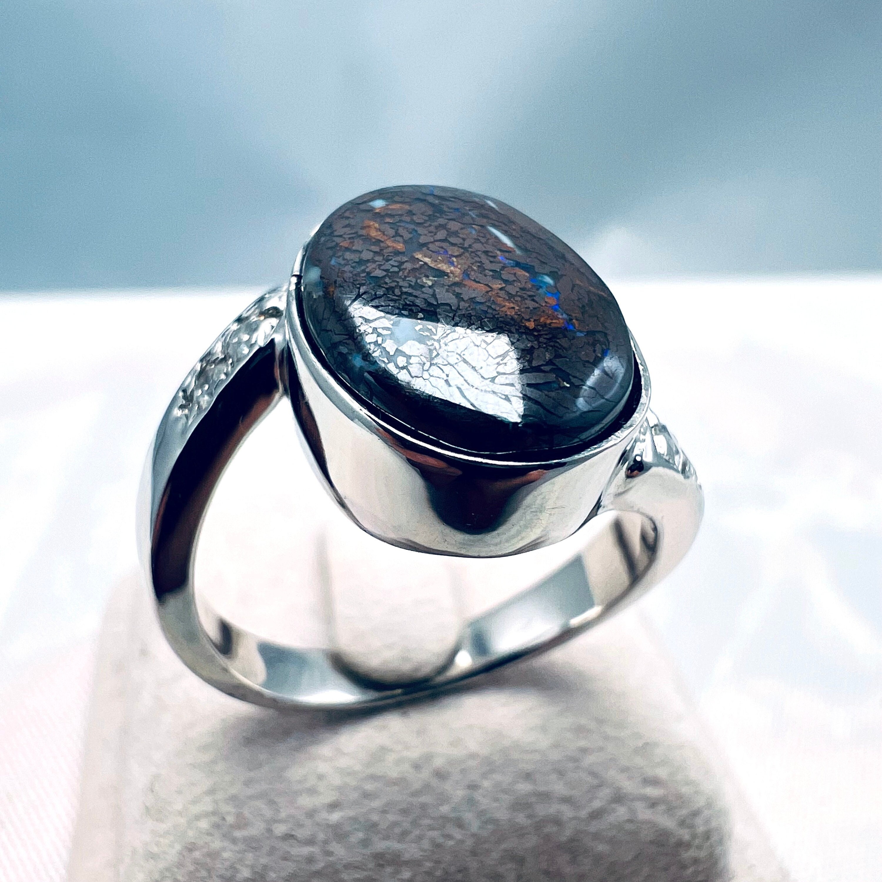 Australian Black Opal Ring - Etsy Singapore Australian Black Opal Ring - Etsy Singapore