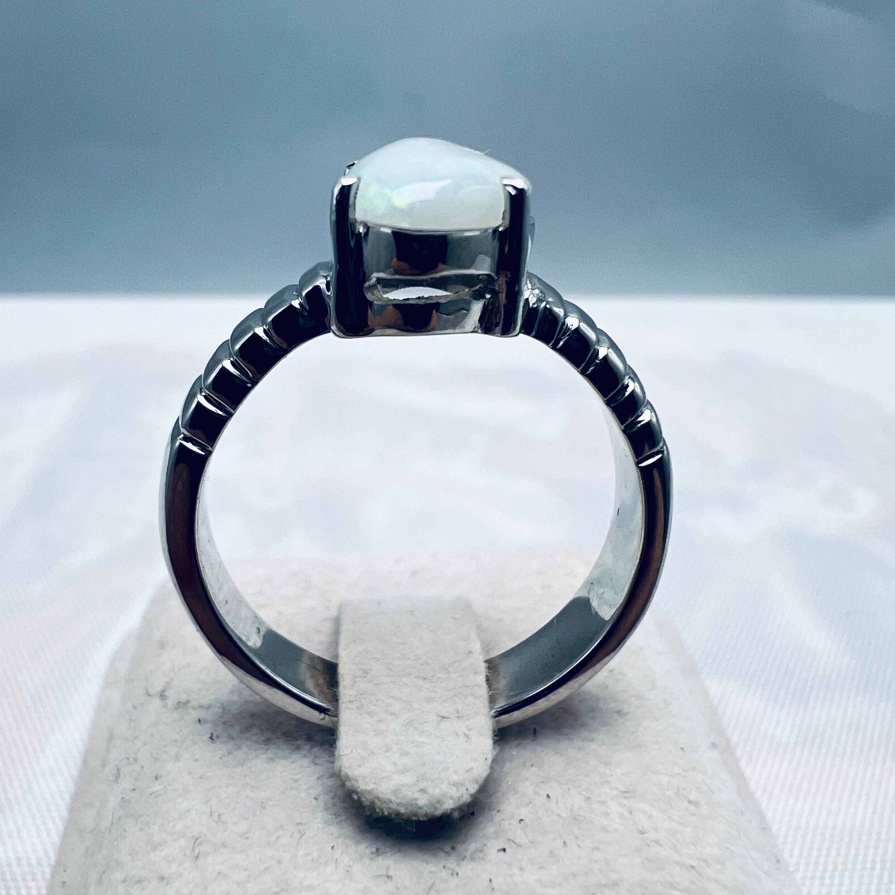 Bague Opale Lightning Ridge Australie – Argent 999, Taille 57, Neuf Avec étiquettes
